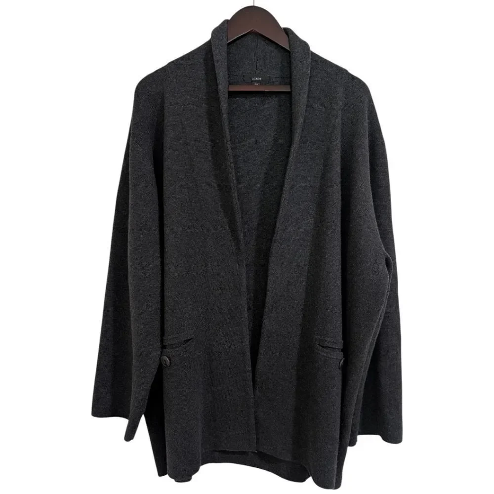 J.Crew 2X Camille Shawl Collar Sweater Blazer Charcoal Grey Style AL234